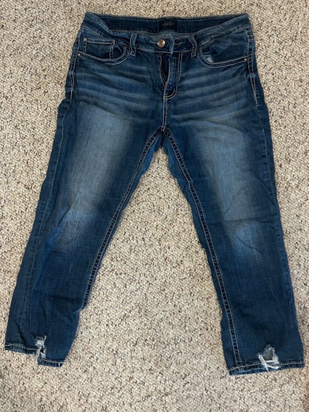 Dark Blue Cropped Women's Jeans - Capri Length